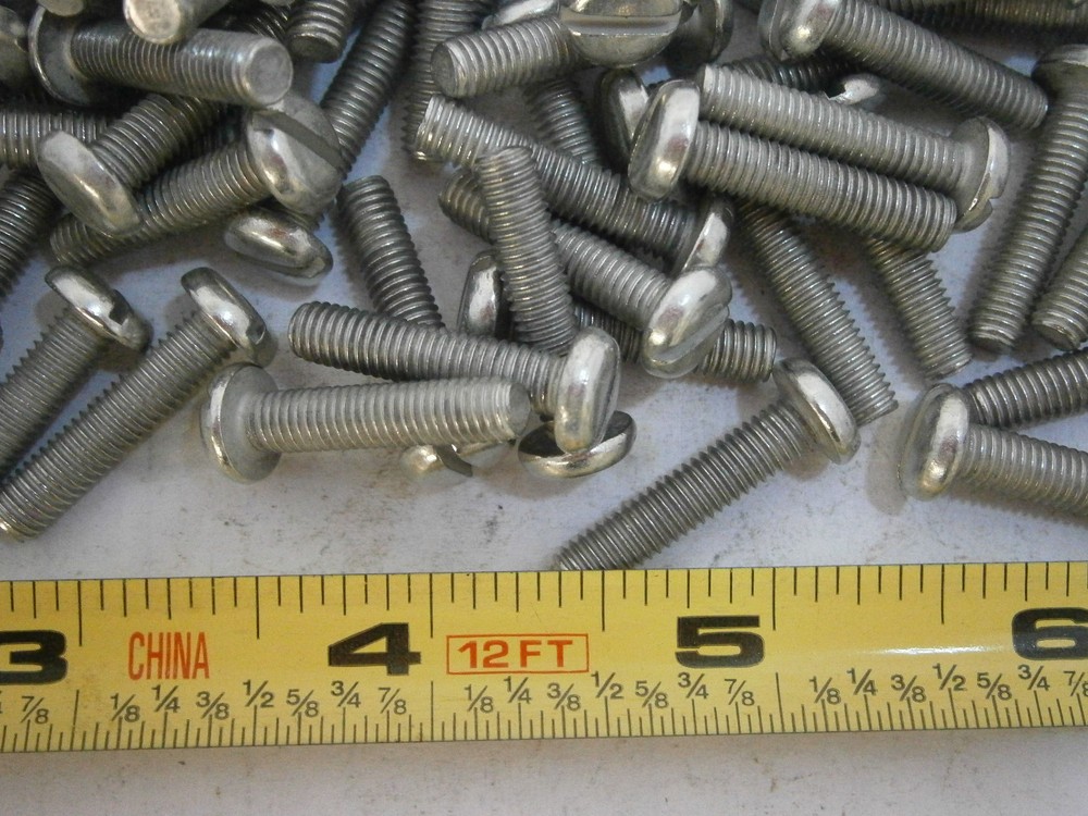 Machine Screw 10-32 x 7/8 Slotted Pan Head Brass Tin Plated Lot of 30 #2966