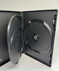 5 PCS NEW HIGH QUALITY 14MM DOUBLE (2) DVD CASES WITH FLIP TRAY, BLACK, PSD43