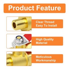 5PCS 1/8 Inch Brass Mini Ball Valve, Shut Off Valve, 1/8 Inch Male x Female NPT