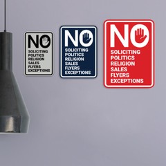 Portrait Round No Soliciting No Politics No Religion No Sales No Flyers
