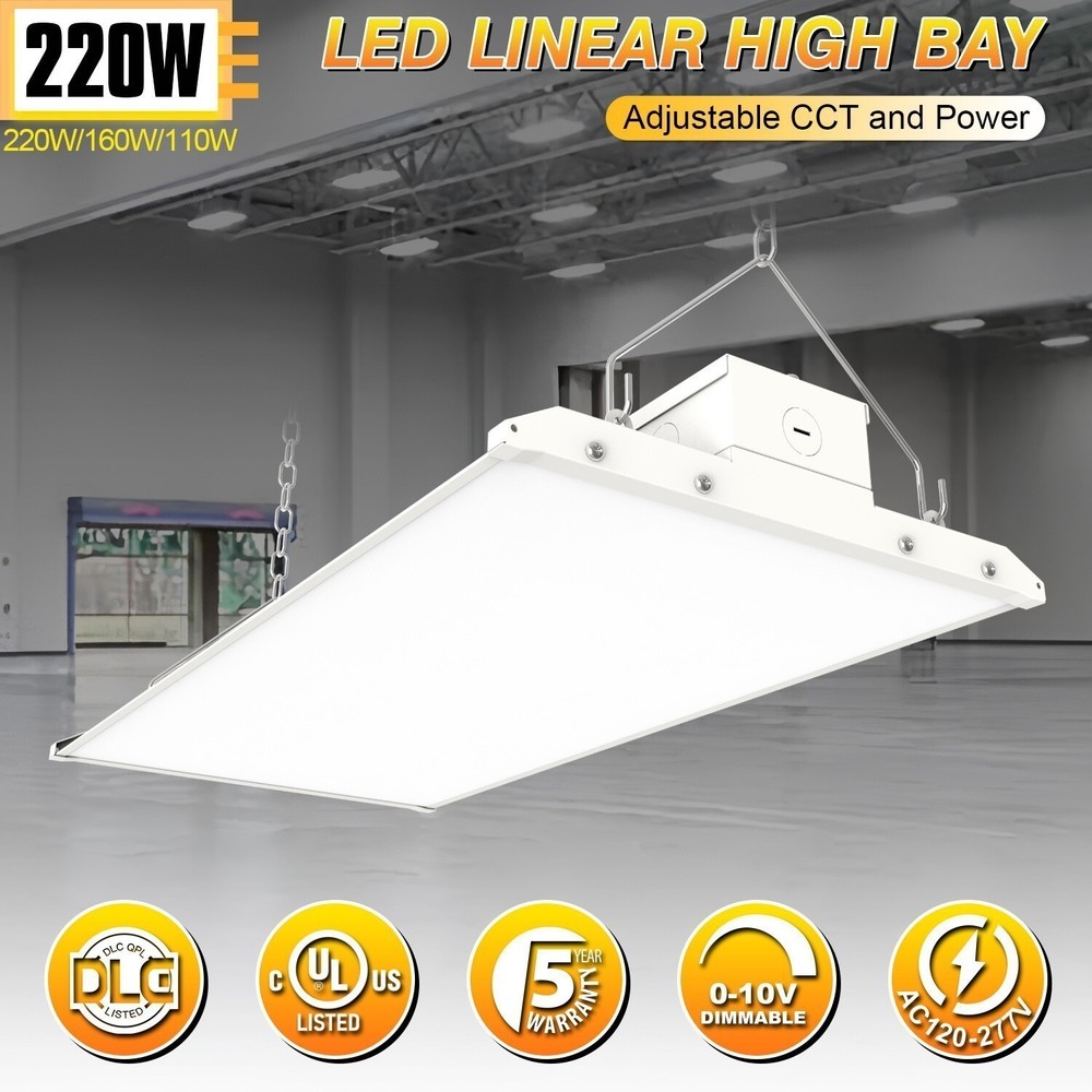 3500K/4000K/5000K LED Linear High Bay Light 220W Warehous Shop Lights AC120-277V