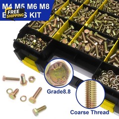 919 Pcs Grade 8.8 Metric Bolt Assortment, M4 M5 M6 M8 Heavy Duty Nuts Kit