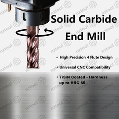 1/8″ 4 Flute TiSiN Coated Carbide End Mill for Aluminum, Steel, Plastic