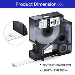 1PK Black on White Label Tape 1/4″ *23ft For Dymo D1 43613 LabelManager 160 450D
