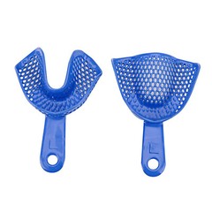 2Pc Plastic-Steel Dental Impression Trays Material Upper+Lower 4 Sizes