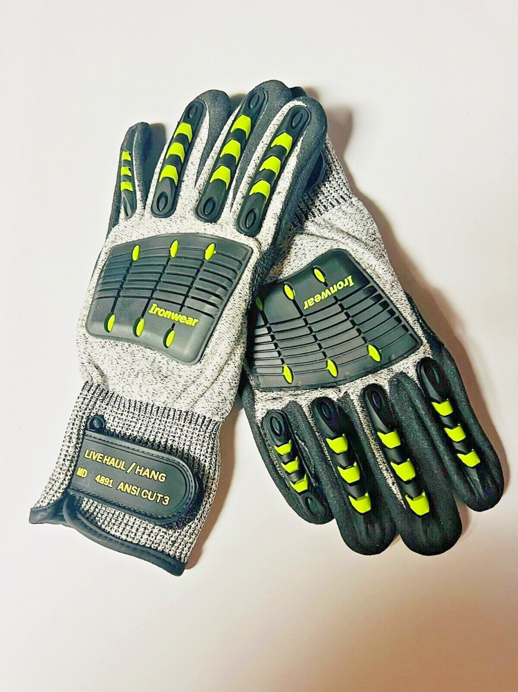 Ironwear 4891 Impact Resistant Gloves Medium Gray/White Cut Level 3 New