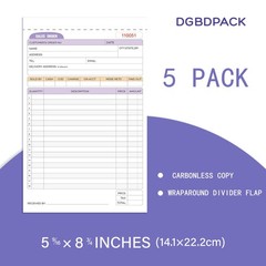 5 Pack Sales Order Book 2 Part Carbonless Invoices 50 Sets per Book White