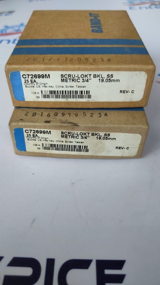 BAND-IT SCRU-LOKT BUCKLE STAINLESS STEEL C72699M METRIC 3/4″ 19.05MM LOT OF 2
