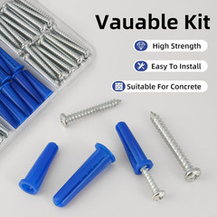 180PCS Conical Concrete Anchors and Screws Assortment Kit, 90PCS Concrete Wall A