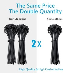 Zip Ties 4 inch (200 Pack), Small Zip Ties with 18 lb Tensile Strength, Black,