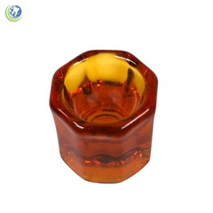 2 X GLASS DAPPEN DISH HONEY BROWN ACRYLIC LIQUID CONTAINER DENTAL COSMETOLOGY