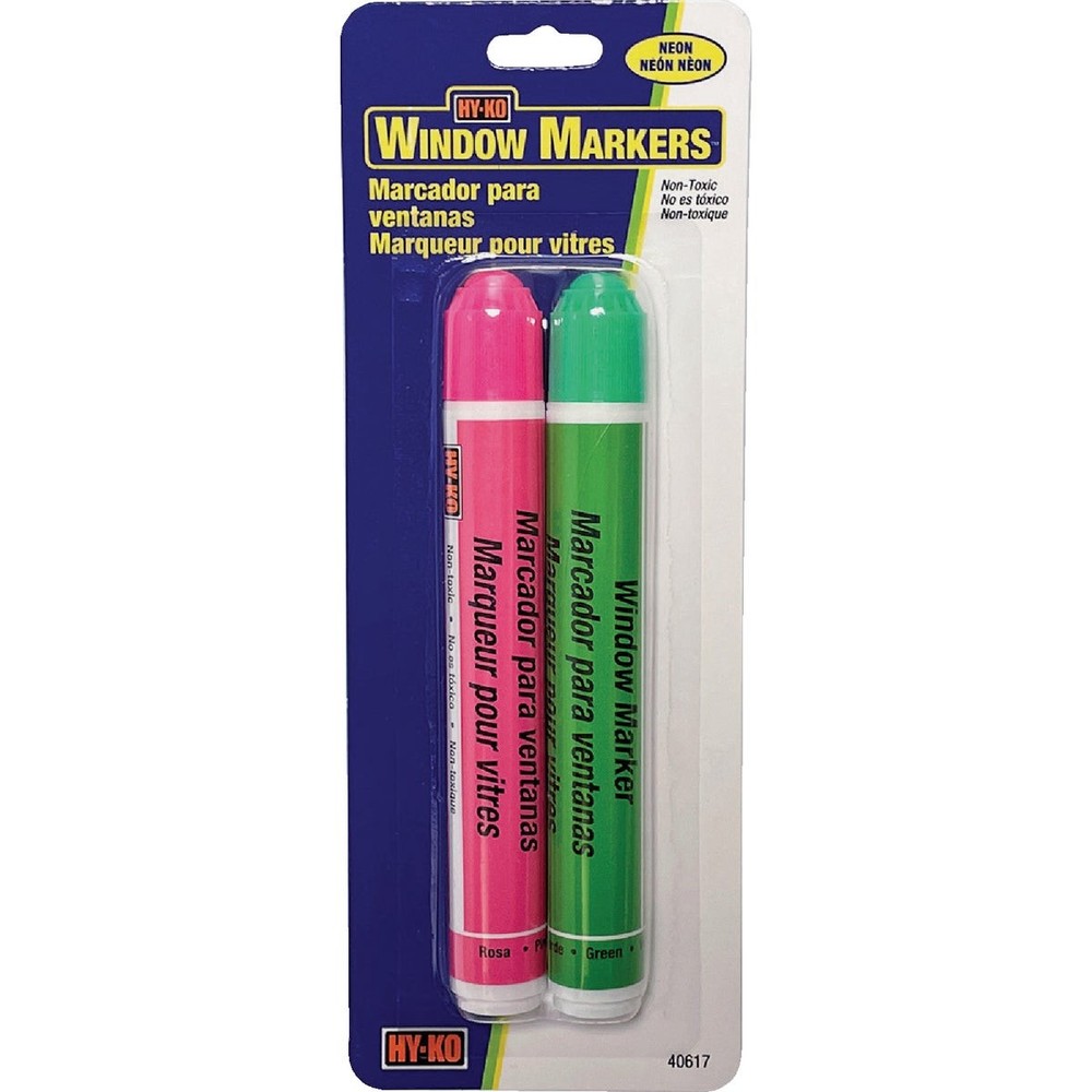 Hy-Ko Pink & Green Neon Window Marker (2-Pack) 40617 Hy-Ko 40617 029069406172