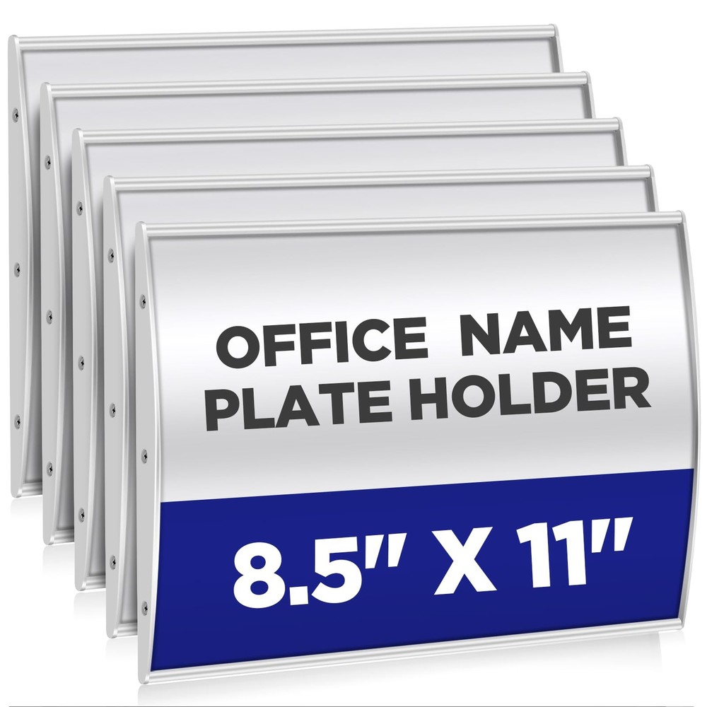 5 Pack Curved Office Business Door Sign Display, Aluminum Wall Mount Name Pla…