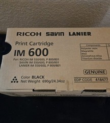 Ricoh 418477 IM 600 Black Toner Cartridge Genuine OEM New Sealed