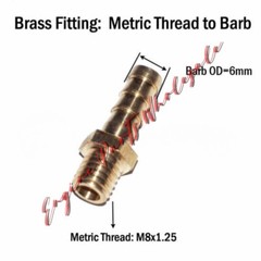 Metric Male Thread M8 M8x1.25 to Barb 6mm 1/4″ in Hose Fitting Adapter Connector