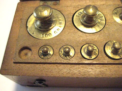 Antique Early 1900s Metric Weight set in Fitted Hardwood Box APOTHICARY