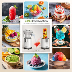QIBOX Snow Cone Machine & Smoothie Blender 2 in 1, 700W Powerful Shaved Ice Mach
