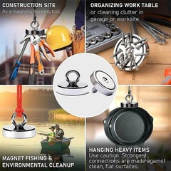 61kg Strong Fishing Magnet Kit Double-Sided Pull Force and Rope Carabiner