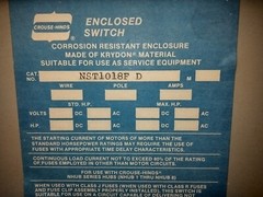 Crouse-Hinds NST1018F D Krydon Enclosed Safety Switch, w/Square D HU-30-SV 30A