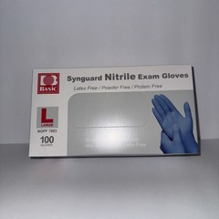 1000 Exam Gloves,Basic Blue,Synguard Nitrile Large Latex/Powder-Free NGPF 7003