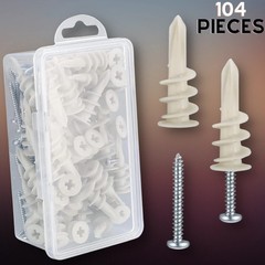 104 Pcs Wall Sheetrock Anchors And Screws Drywall Drilling Hanging And Mounting