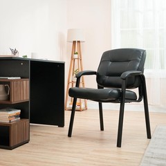 Sleek Faux Leather Office Chair with Solid Back & Armrests – Perfect for Guests