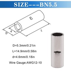 22-8-1/0-2/0-4/0AWG Bare Butt Splice Connectors Tinned Non-Insulate Terminals