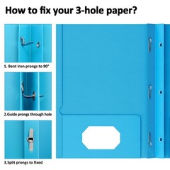 2 Pocket Folders with Prongs Heavy Duty Paper File Organizer 5 Pack