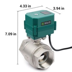 U. S. Solid Motorized Ball Valve w/ US Plug 2in SS AC 110V NC Green Casing