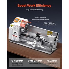 Metal Lathe Machine 8.7 x 18 in Precision Bench Power Metal Lathe Automatic Feed