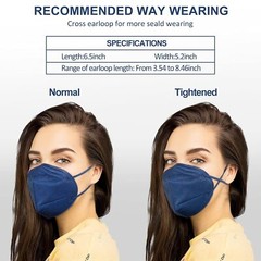 Blue KN95 Disposable Face Mask Protective 5 Layer Earloop Filters 95% PFE & BFE