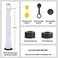 Gas Can Spout Replacement Kit Gas Can Nozzle Replacement (2 Kit 2 Kit White