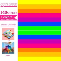 Colored Copy paper 8.5X11 Inches,140 Sheets 20 lb/80GSM 7 Colors Neon Fluores…