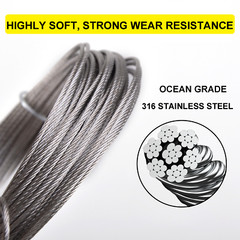 TECSPACE 350ft Length 1/8” 316 Stainless Steel Wire Rope for Railing Decking US