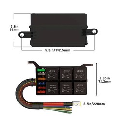 12V 6-Way Relay Fuse Box Pre-Wired 6 Slot ATC/ATO Fuse Universal Relay Panel
