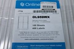 Standard White Matte Labels 4″ X 6″ 4 per sheet OL959WX New 100 Sheets