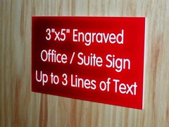 Custom Engraved 3×5-inch Red Sign | Add Your Wording | with Adhesive Backing