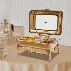 Gold 9QT Roll Top Chafing Dish Buffet Set Stainless Steel with Fuel Holder Home~