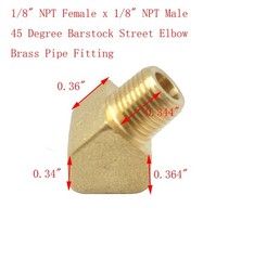 5pcs 1/8″ NPT Female x 1/8″ NPT Male 45 Degree Barstock Street Elbow Brass Pi…