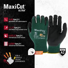 ATG 34-8743/M Maxiflex Cut, Green Engineered Yarn Shell, Blk Nitrile Microfoa…