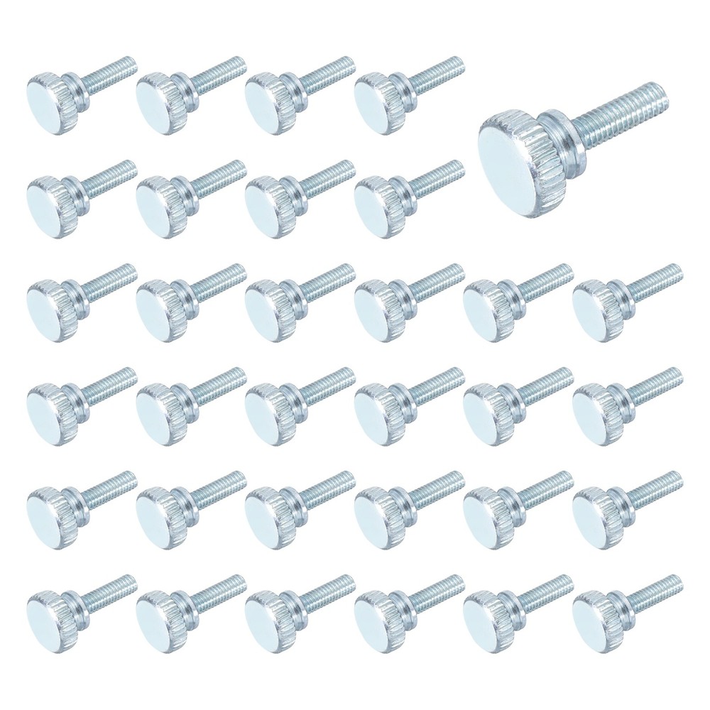 40Pcs M4x12mm Zinc Plated Flat Knurled Fully Threaded Thumb Screws