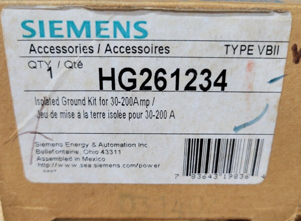 Siemens HG261234 Isolated Ground Lug Kit 30A 60A 100A 200A VBII Safety Switch
