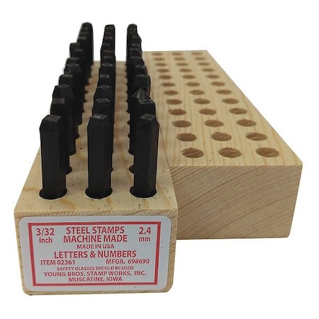 Young Bros Stamp Works 02361 Machine Made Combo Set,3/32In H,Gothic