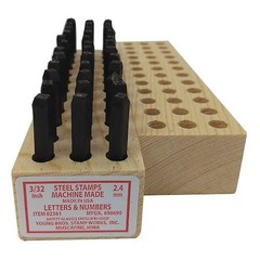 Young Bros Stamp Works 02361 Machine Made Combo Set,3/32In H,Gothic