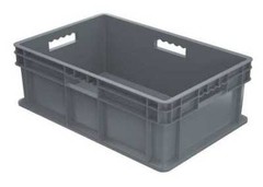 Akro-Mils 37688Grey Straight Wall Container, Gray, Industrial Grade Polymer, 23