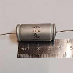 3pcs MBM Metal-Film Capacitor 0.1uF, 1000V, +/-10%, Ф16x6mm, L-35mm, NOS
