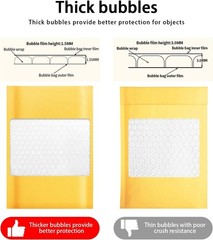Eco-Friendly 50 Pcs Yellow Kraft Bubble Mailers 3.5×5 Inch – Reliable Protection