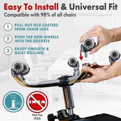 Office Chair Wheels Replacement Set of 5 Dual 2 Inch Soft Chair Casters for …