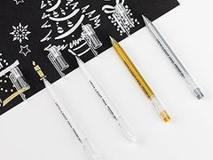 Gold Silver White Gel Pens, 3 Pack, 1mm Gel Ink Pen, Opaque Ink, Gel Pen for