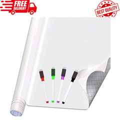 Self Adhesive White Board Paper – Dry Erase Wall Stickers Roll 17.7″ X 78.7″ (6.